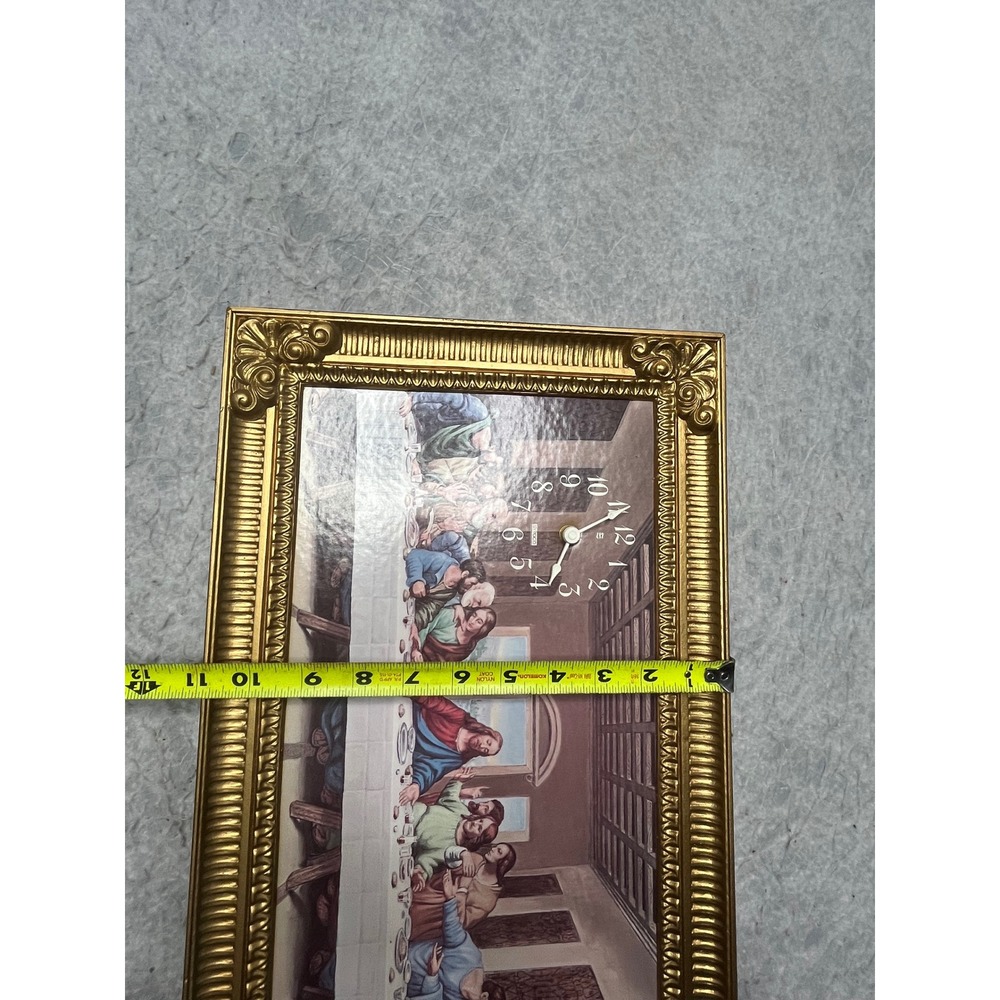 Vintage Syroco The Last Supper Wall Clock Ornate Gold Frame‎ Religious Art 18x11 - Picture 4 of 6